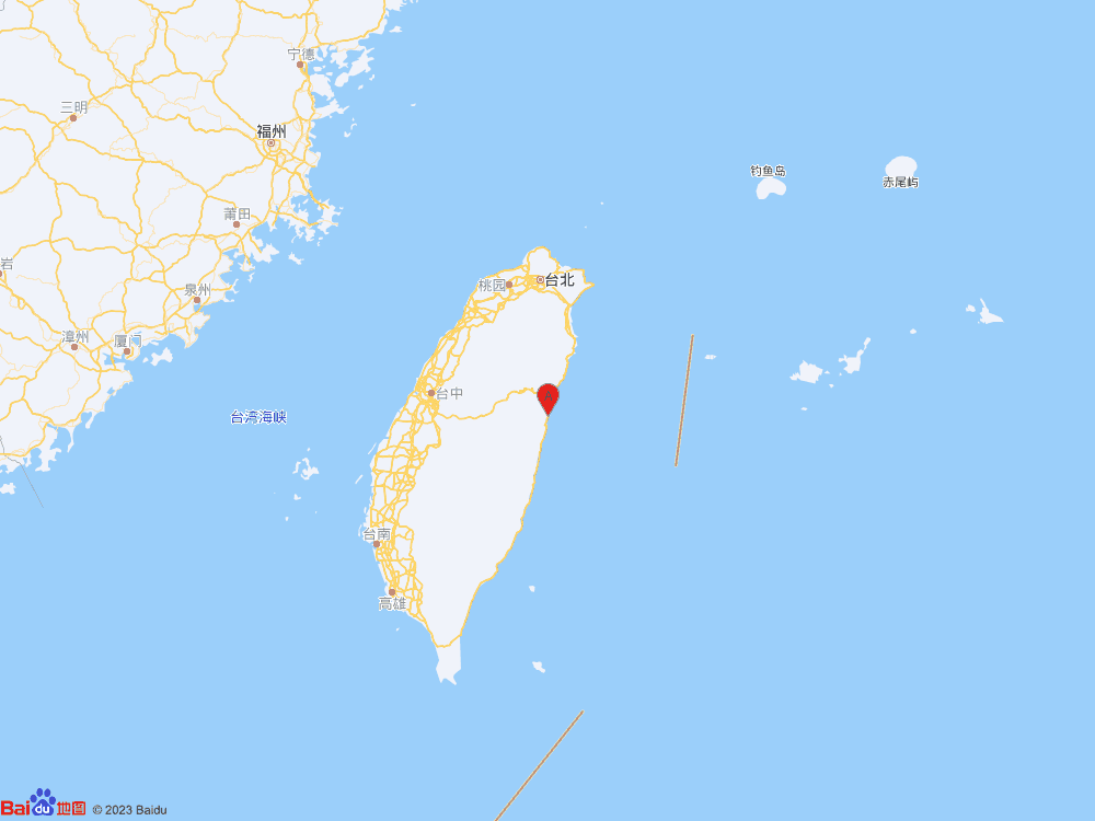 中国台湾（北纬24.04度，东经121.63度）发生4.3级地震
